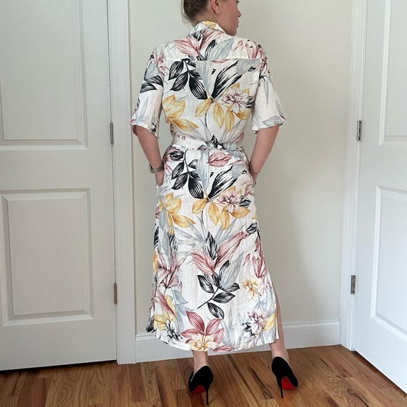 Two Pice Tropical Printed Linen Skirt Set - Picture 4 of 9